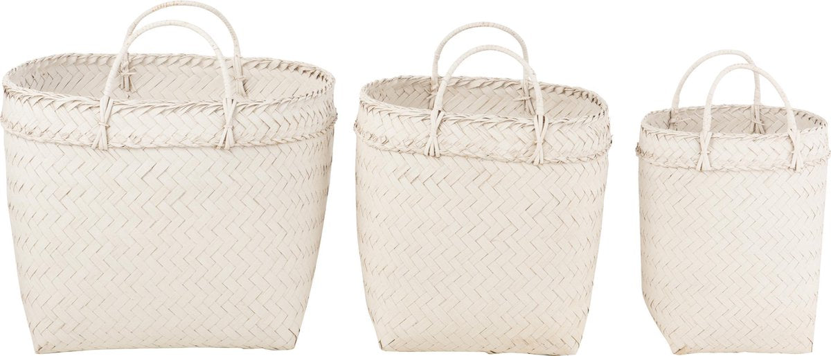 J-Line Set Van 3 Manden Vierkant Rotan Wit