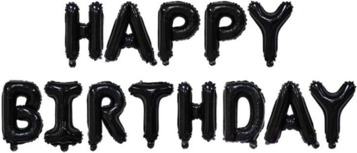 Happy Birthday Folie ballon Zwart Slinger Feestversiering Decoratie