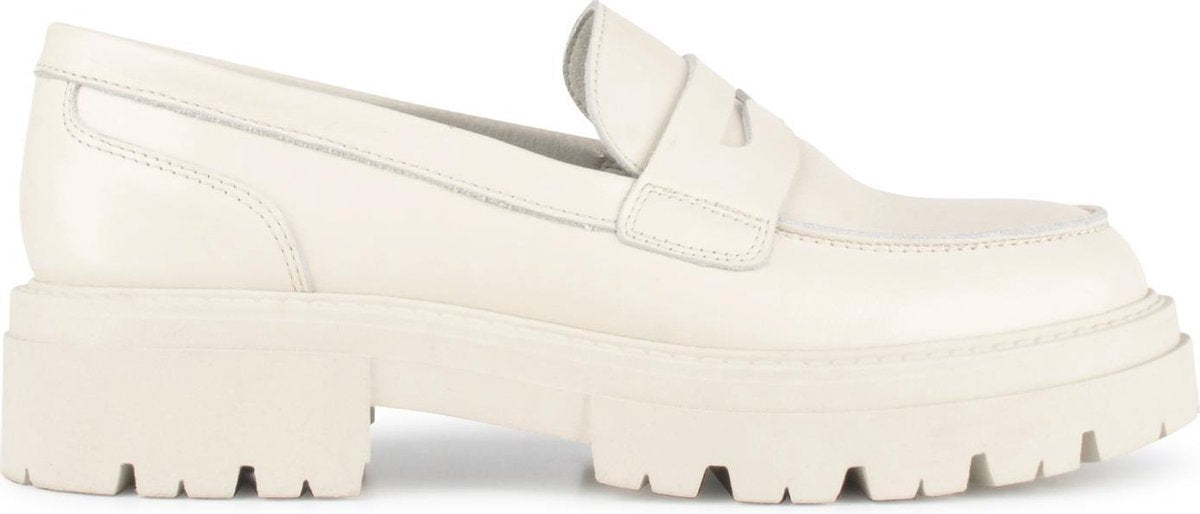 PS Poelman ROCKLAND Dames Leren Chunky Loafers Mocassins Instappers - Wit Crème - Maat 38