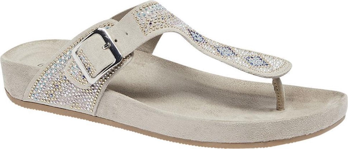 Graceland Dames Grijze slipper steentjes - Maat 40