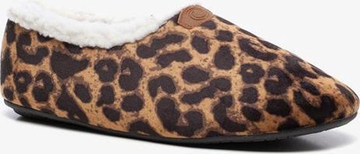Thu!s dames pantoffels met luipaardprint - Bruin - Maat 39