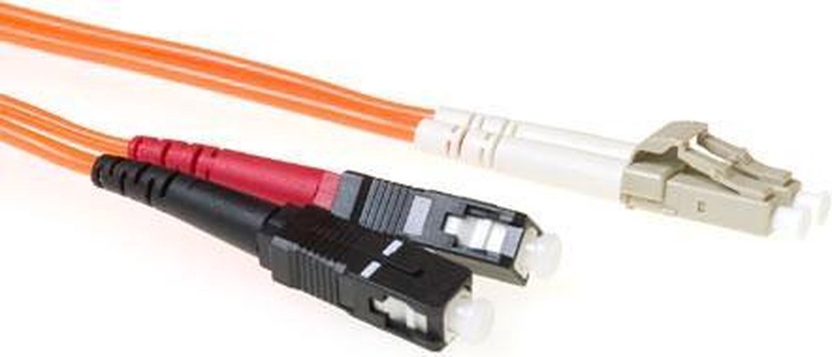 ACT 2 meter LSZH Multimode 62.5/125 OM1 glasvezel patchkabel duplex met LC en SC connectoren RL8002