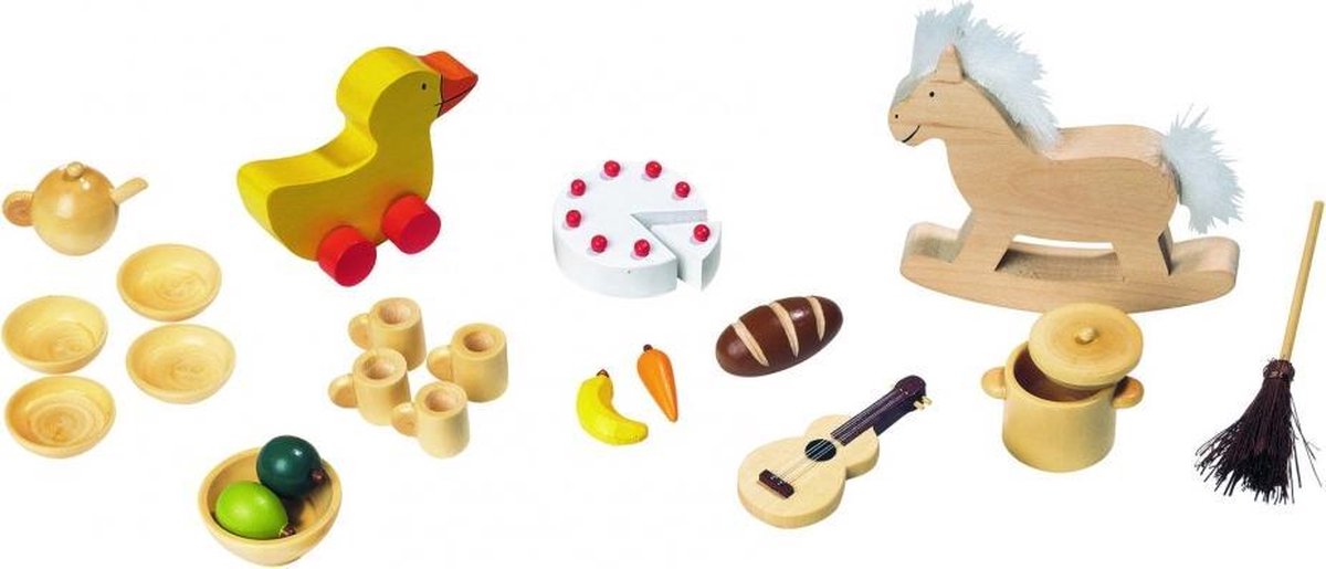 Goki Houten poppenhuis accessoires 23-delig