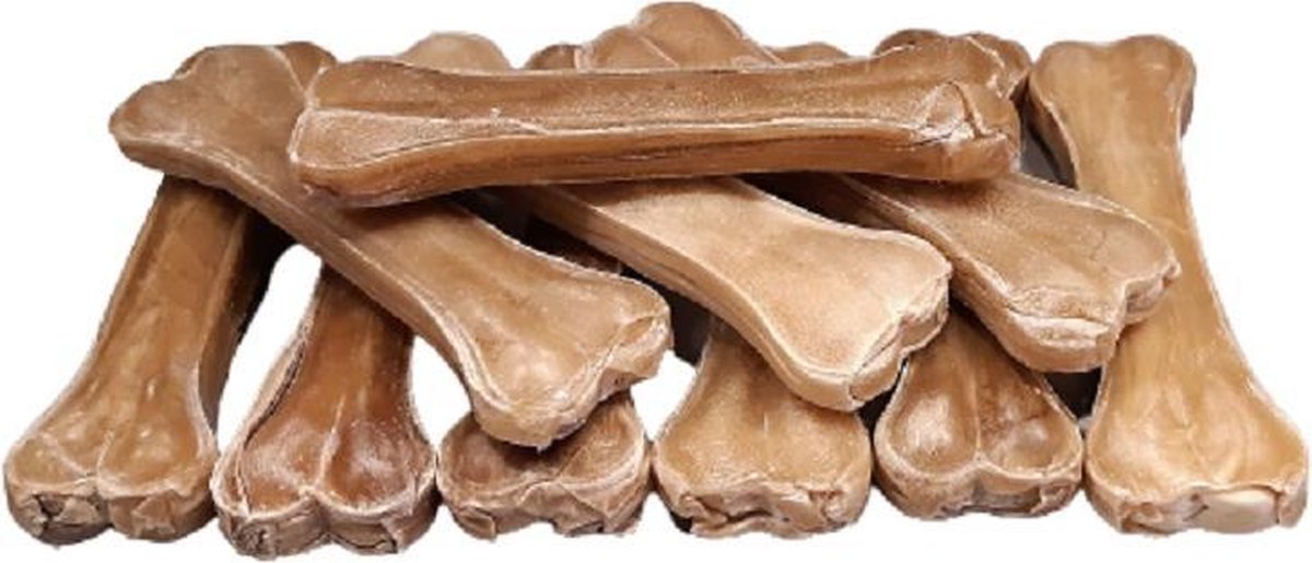 Huisdierspeciaalzaalk. Geperste kauwbotten. Voordeelzak van 10 stuks. 16 cm lang
