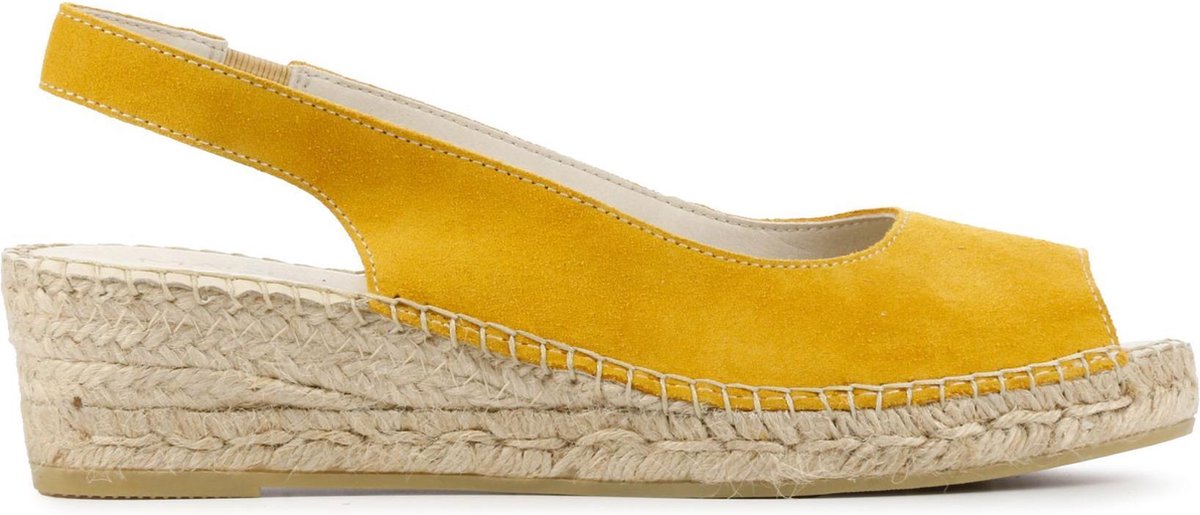 Mace Vrouwen Suède Espadrilles / Damesschoenen Sleehak Hoogte 2.5 - 4.5 cm   Amelda - Geel - maat 37