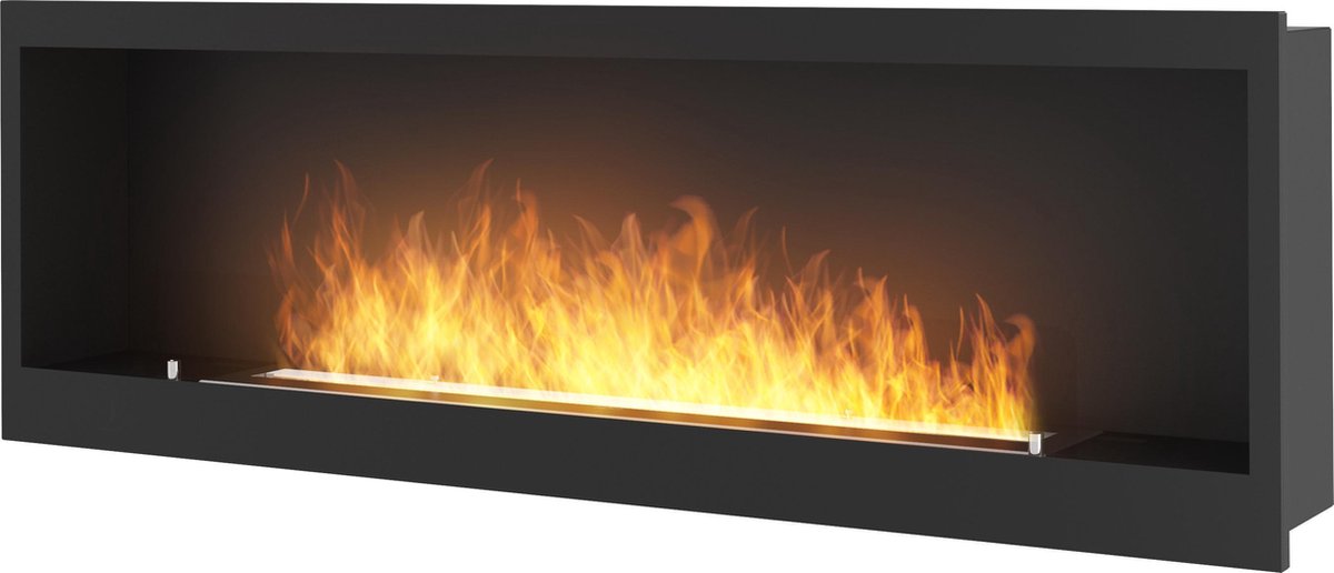 Bio ethanol haard - met glasplaat - 150x50 cm - sfeerhaard- INGEBOUWDE- ISOLATIE-inbouwhaard -Infire inside