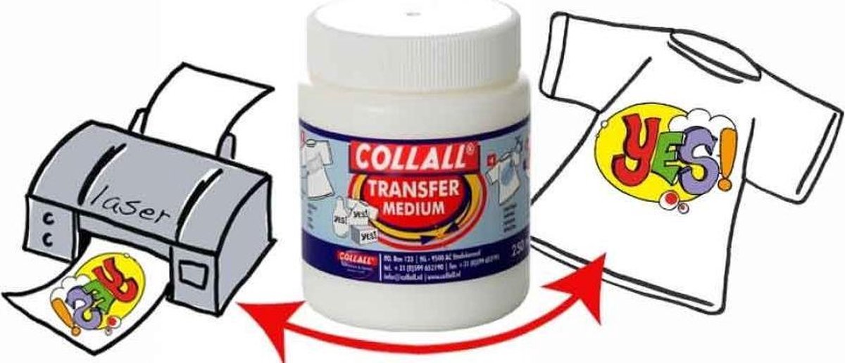 Collall transfer medium. Een medium voor het overbrengen van geprinte afbeeldingen op textiel - 250 ml