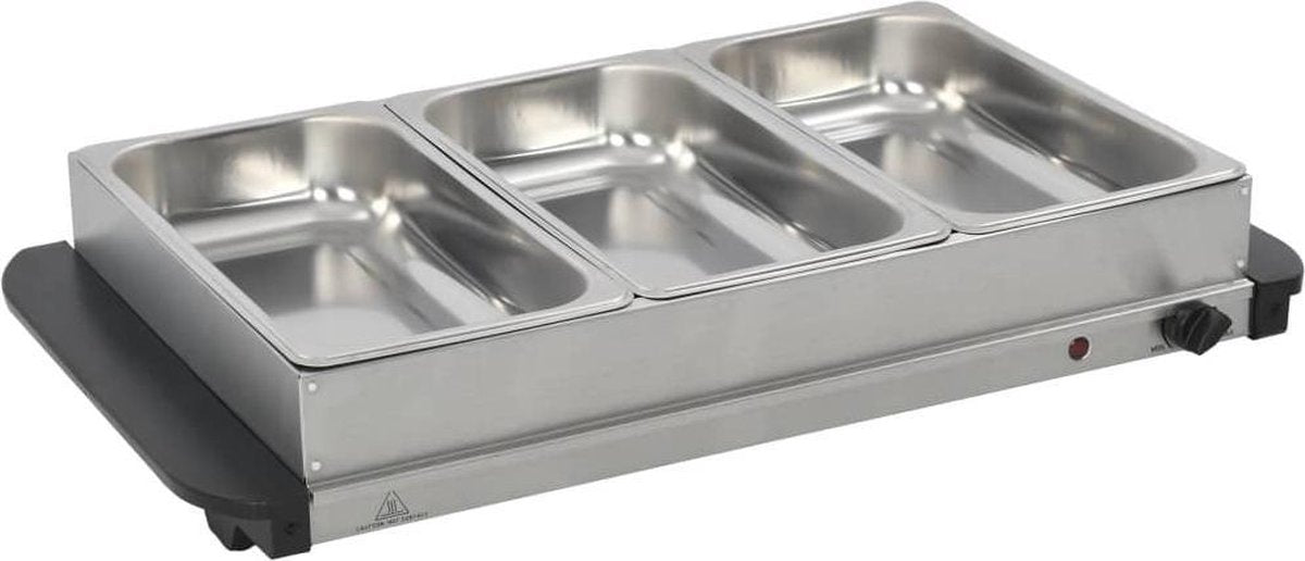 Warmhoudplaat - Rvs - Makkelijk schoon te maken - 300 W 3x2