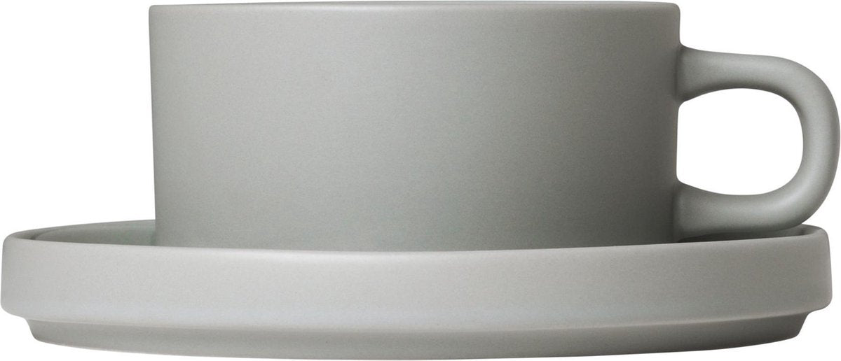Blomus PILAR theekoppen - 2 stuks - 170ml met schotel - Mirage Grey