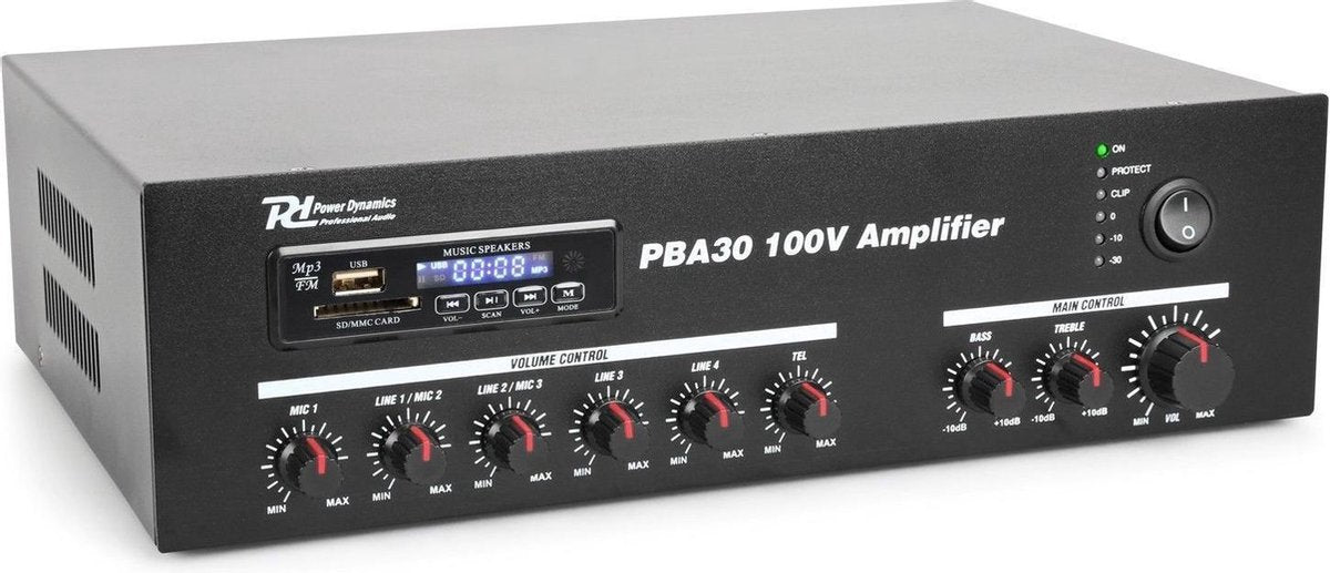 100v versterker - Power Dynamics PBA30 - 30W 100 volt versterker met Bluetooth