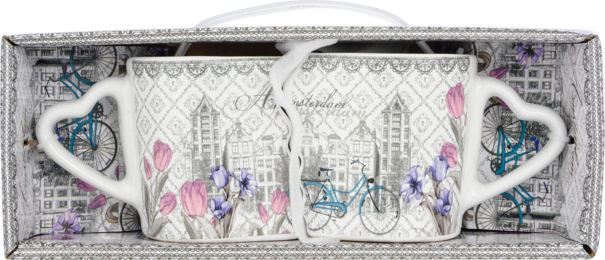 Memoriez Dubbele Mok Klein Amsterdam Vintage - set van 2