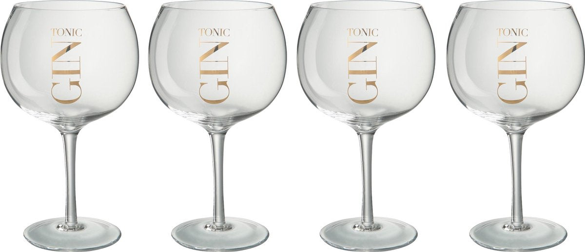 J-Line Giftbox 4 Ginglazen Glas Transparant/Goud