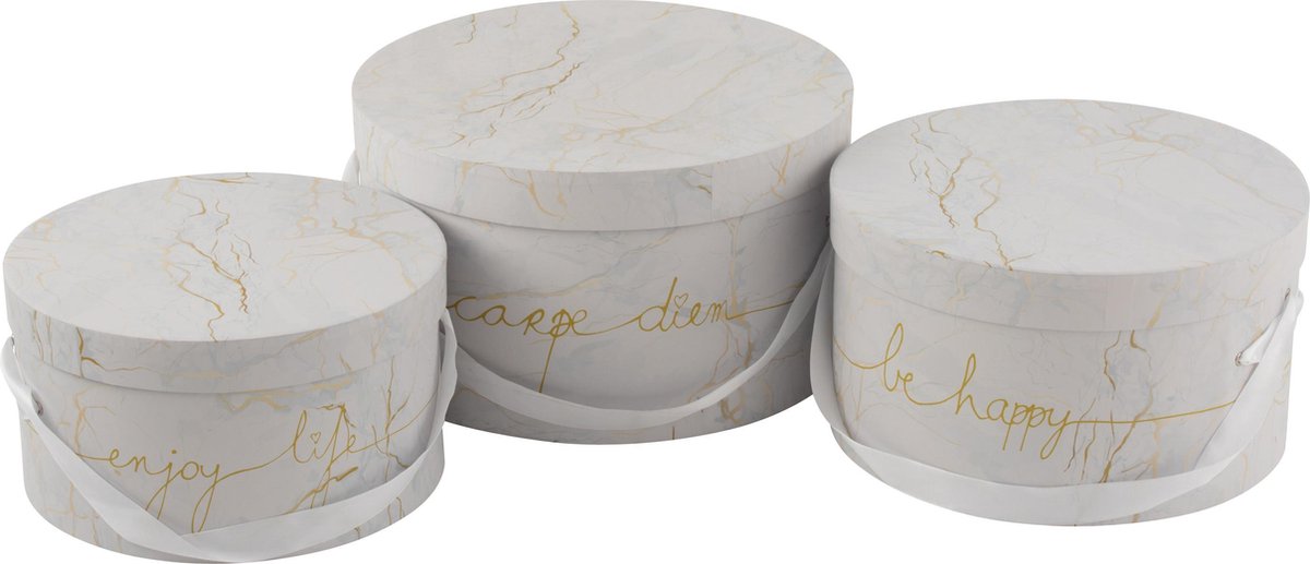 J-Line Set Van 3 Dozen Marmer Laag Enjoy Wit/Goud