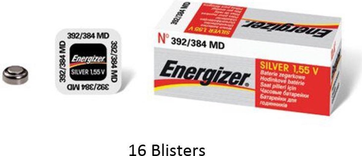 16 stuks (16 blisters a 1 stuk) Energizer 384/392 knoopcel Zilver-oxide (S) 1