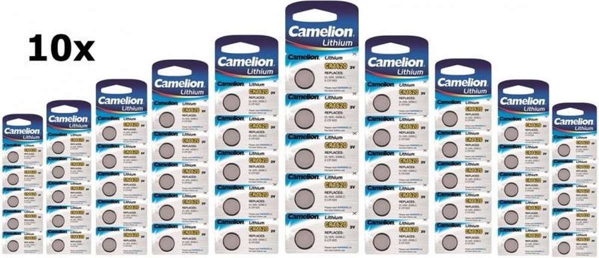 50 Stuks (10 Blister a 5st) Camelion CR1620 3v lithium knoopcelbatterij