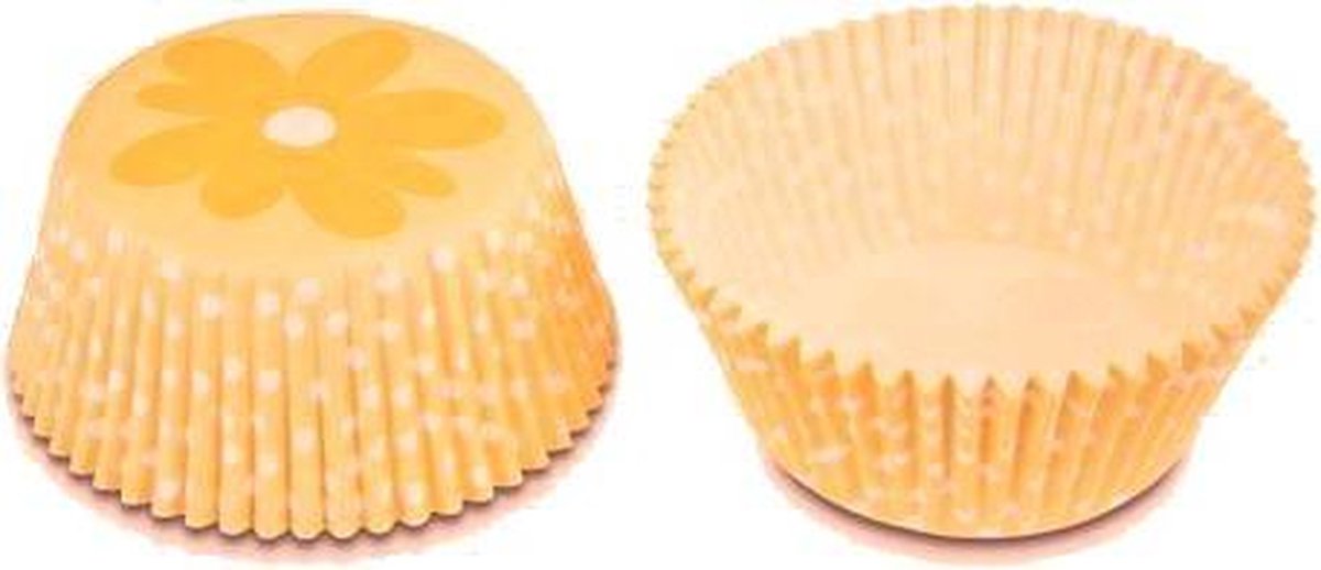 Papieren cupcake vormpjes oranje bloem
