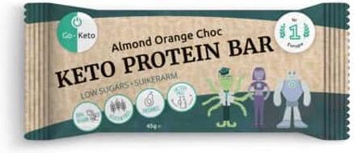 Go-Keto | Keto Protein Bar | Amandel Sinaasappel Chocolade | 1 x 45 gram  | Snel afvallen zonder poespas!