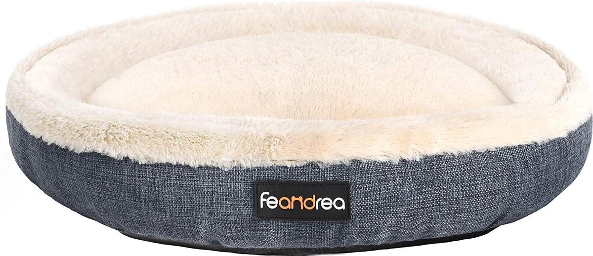 Stoffen hondenmand | Donkergrijs & wit | Antislip | 75cm x 12cm | Hondenkussen | Hondenbed | Kattenmand