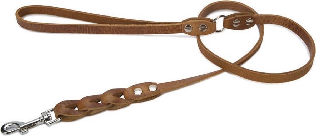 Beeztees Connex - Hondenriem - Leer - Cognac - 110cm x 10mm