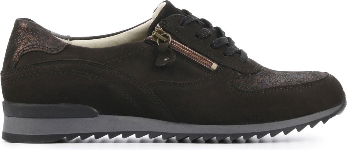 Waldlaufer Vrouwen Leren Panterprint Lage sneakers / Damesschoenen 370013  - Bruin - Maat 37