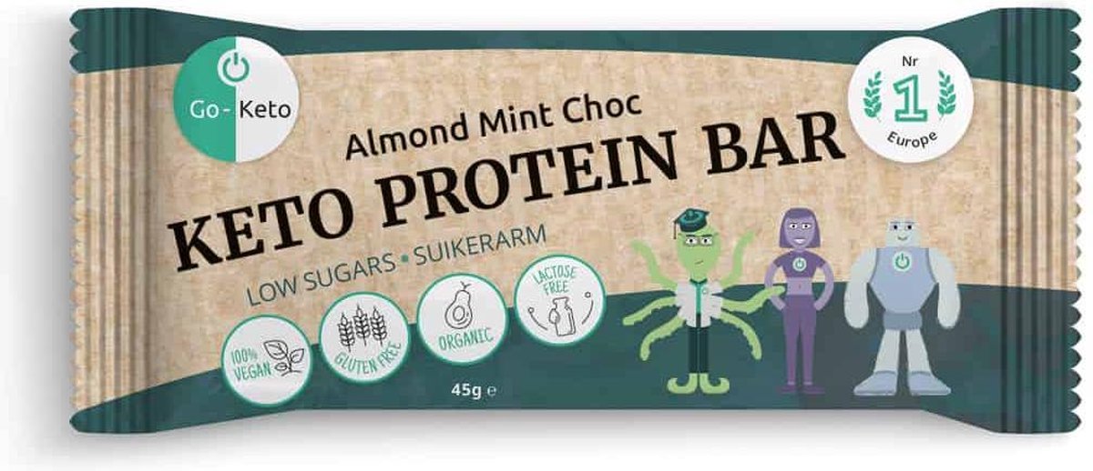 MCT Keto Protein Bar Amandel Munt Chocolade Go-Keto 16stks