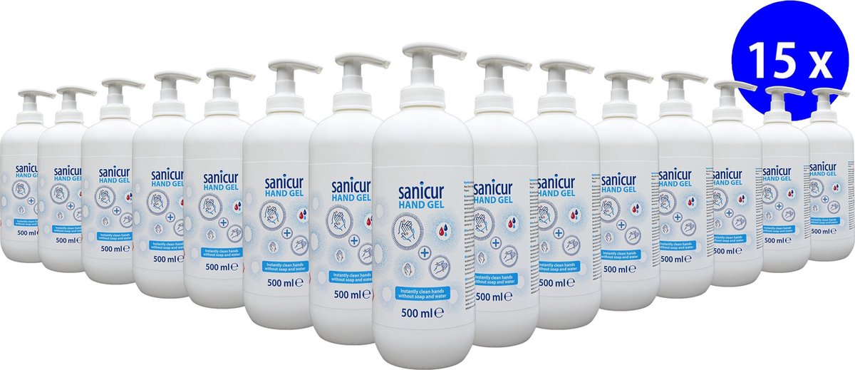 15 x Sanicur Handgel 500ml - alcohol gel - antibacterieel