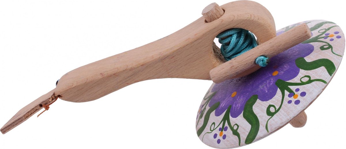 Mamatoyz Spinningtol Hout 16 Cm Wit/paars