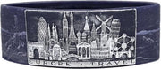 Ovaal blauw Europa travel ovale wax windlicht 95/125/270 (incl. 2 stuks 3 uurs theelichten)