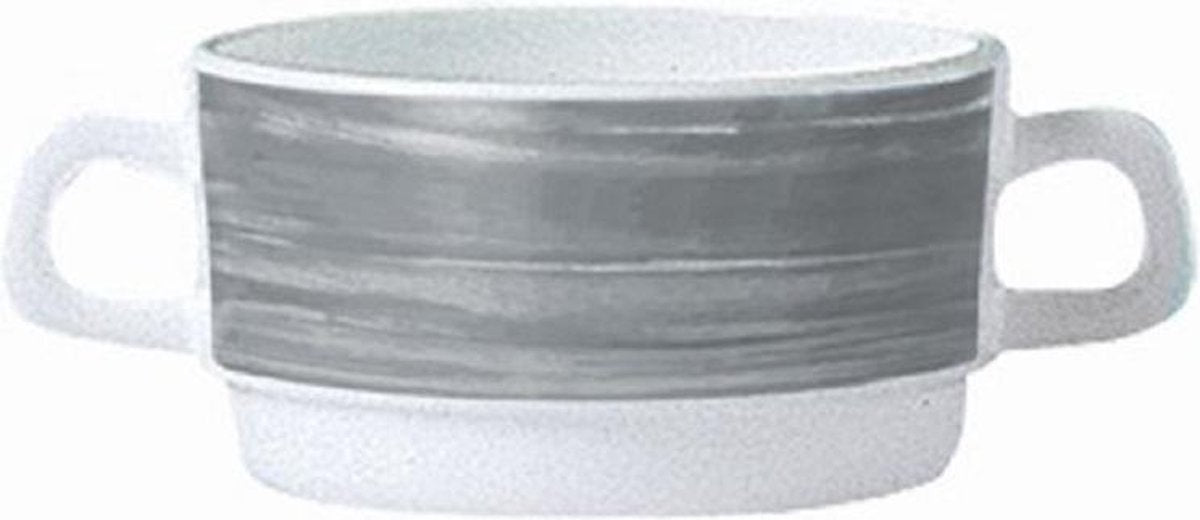 Brush - Soeptassen - Wit Grijs - Glas - (Set van 6)