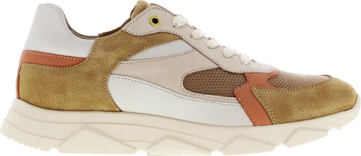 Tango | Kady 23-e camel/beige combi sneaker - off white sole | Maat: 36