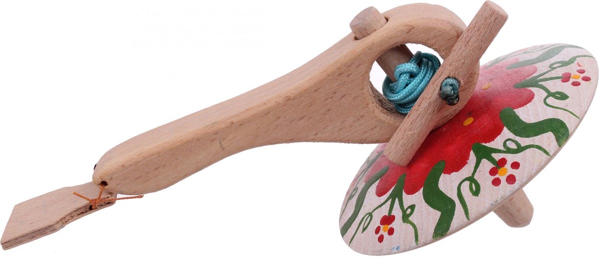 Mamatoyz Spinningtol Hout 16 Cm Wit/rood