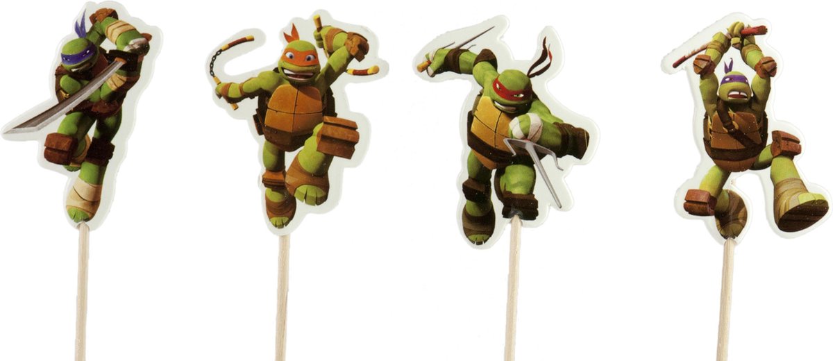 Teenage Mutant Hero Turtles | 24 stuks | cocktail prikker | cupcake decoratie | prikkers met versiering | taartversiering