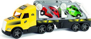 Wader Autotransport Truck Met Twee Retro Auto´s 79 Cm Geel