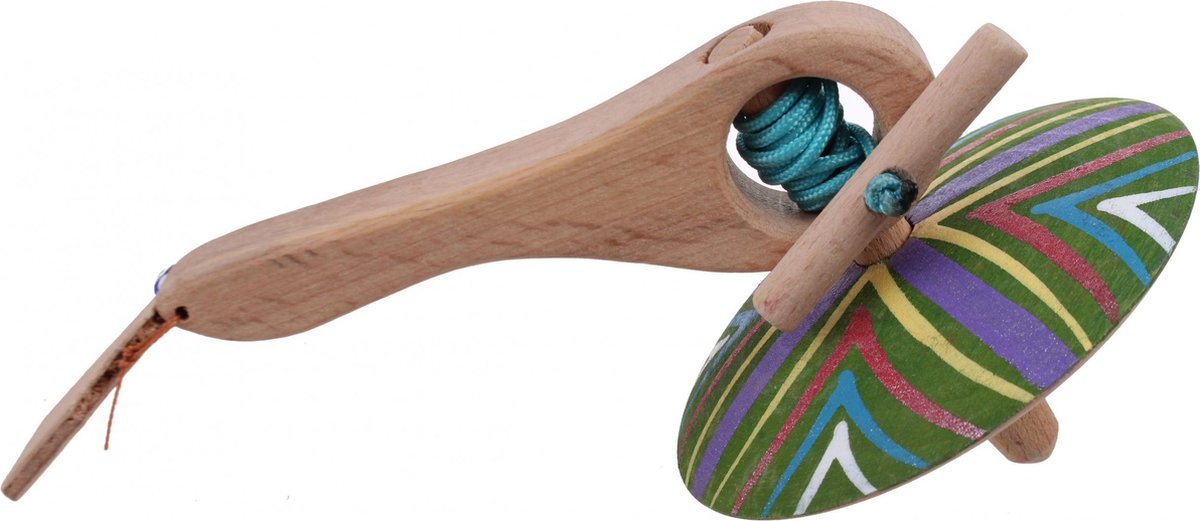 Mamatoyz Spinningtol Hout 16 Cm Groen