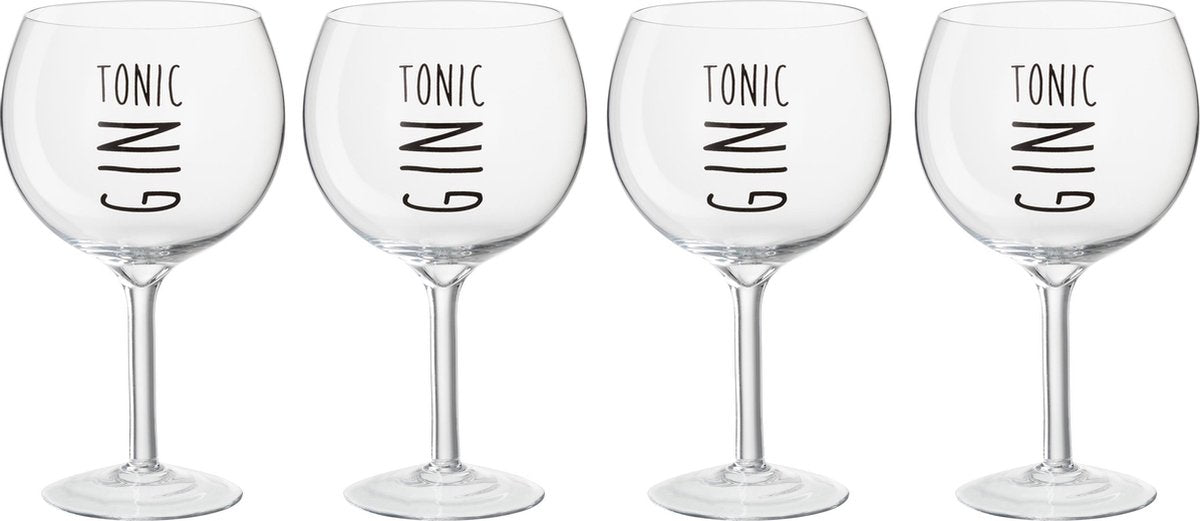 J-Line Giftbox 4 Ginglazen Glas Transparant/Zwart