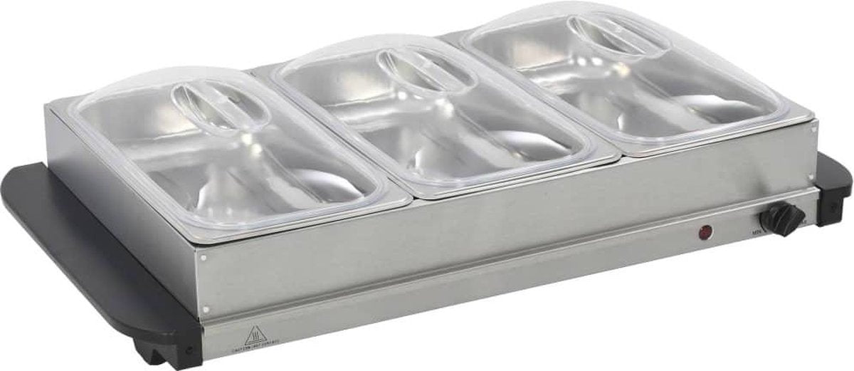 vidaXL Buffetwarmer 300 W 3x2.5 L roestvrij staal