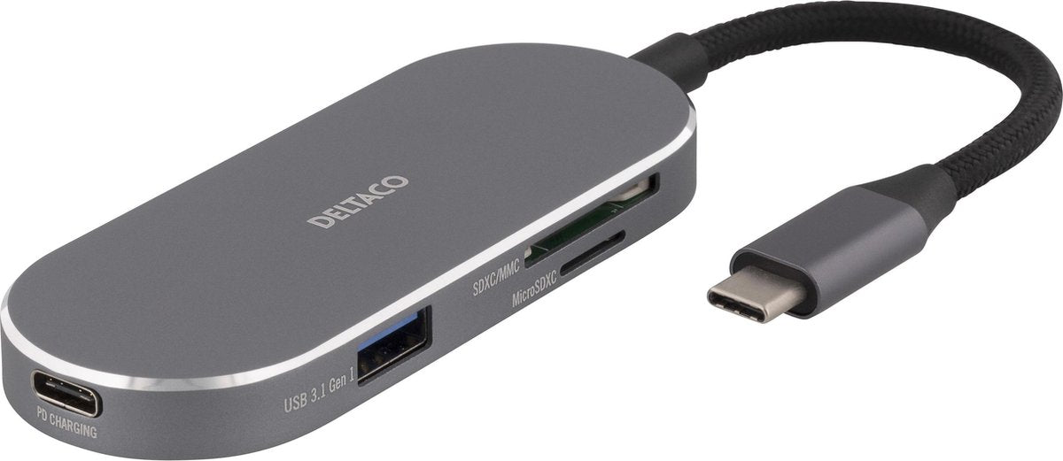 DELTACO USBC-1292 USB-C Dockingstation - 100W USB-C PD