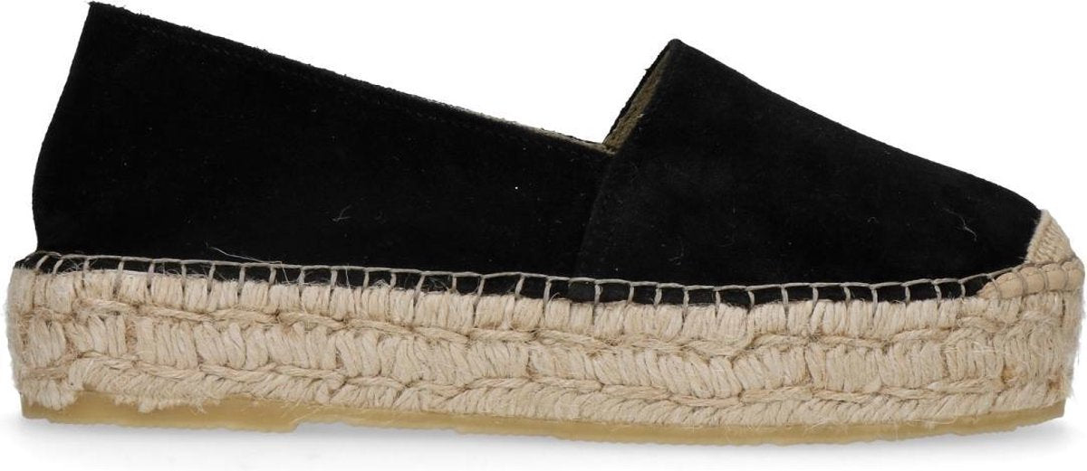 Sacha - Dames - Zwarte suède plateau espadrilles - Maat 40