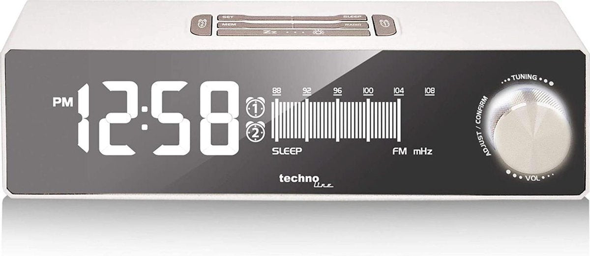 Wekkerradio - Technoline WT 483 - 12/24 uur tijdsweergave - Snooze - Sleeptimer - Dimmer functie