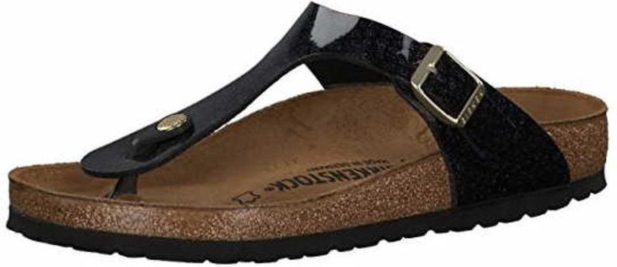 Zwarte Teenslippers Birkenstock Gizeh Magic Snake Maat 43