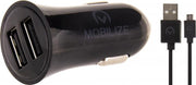 Mobilize Car Charger Dual USB 2.4A + 1m Micro USB Cable Black