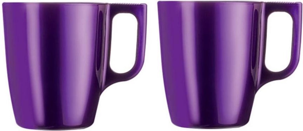 Set van 12x stuks koffiekopjes/bekers paars 320 ml - Koffie/thee kopjes van keramiek