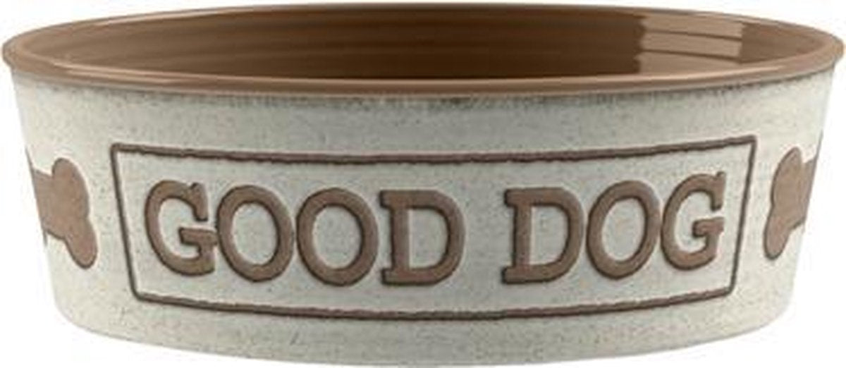 Tarhong voerbak good dog melamine wit taupe - 17x17x6 cm 950 ml - 1 stuks