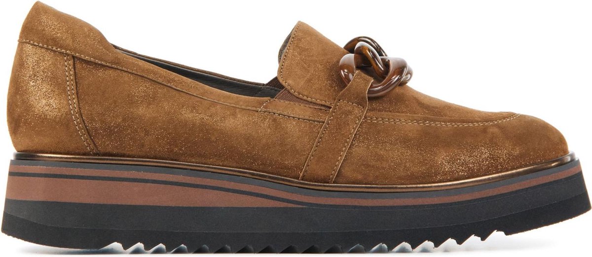 Softwaves Vrouwen  Instapschoenen / Damesschoenen / Instapper 8.33.01 suede - Cognac - Maat  38