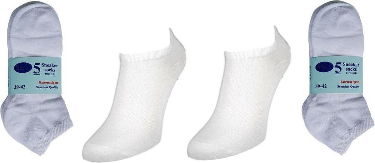 Naft Witte Sneaker Sokken 10 Paar Maat 39-42