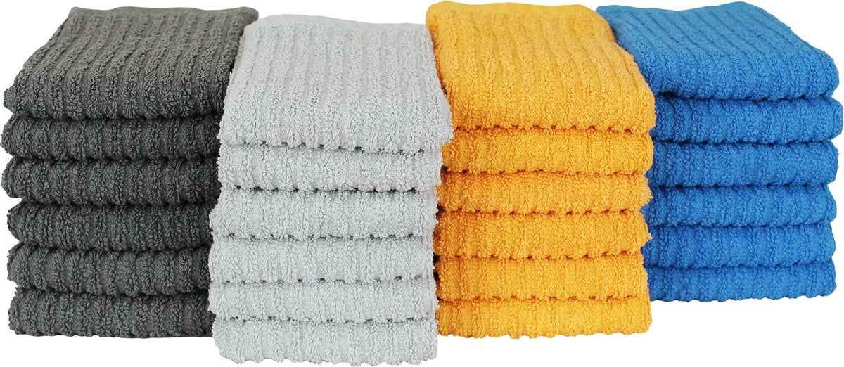 Seashell Vaatdoeken Set - 24 schoonmaak doeken - 4 kleuren - 30x30cm