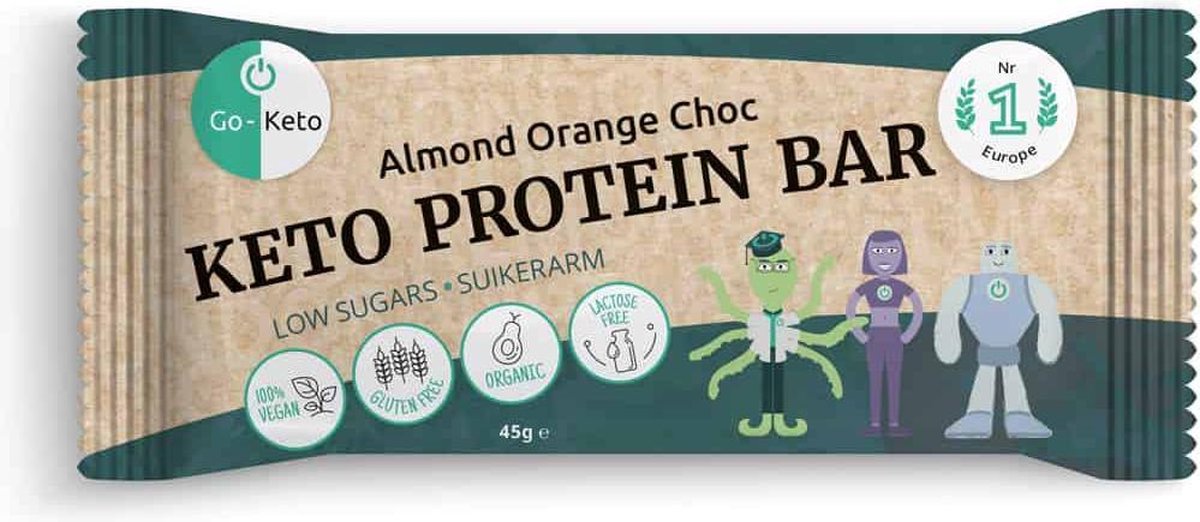 MCT Keto Protein Bar Amandel Sinaasappel Chocolade Go-Keto 16stks
