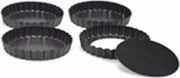 Point-Virgule Bakvorm - 4 mini taartvormen - Anti-aanbaklaag - Losse bodem - ø 10cm