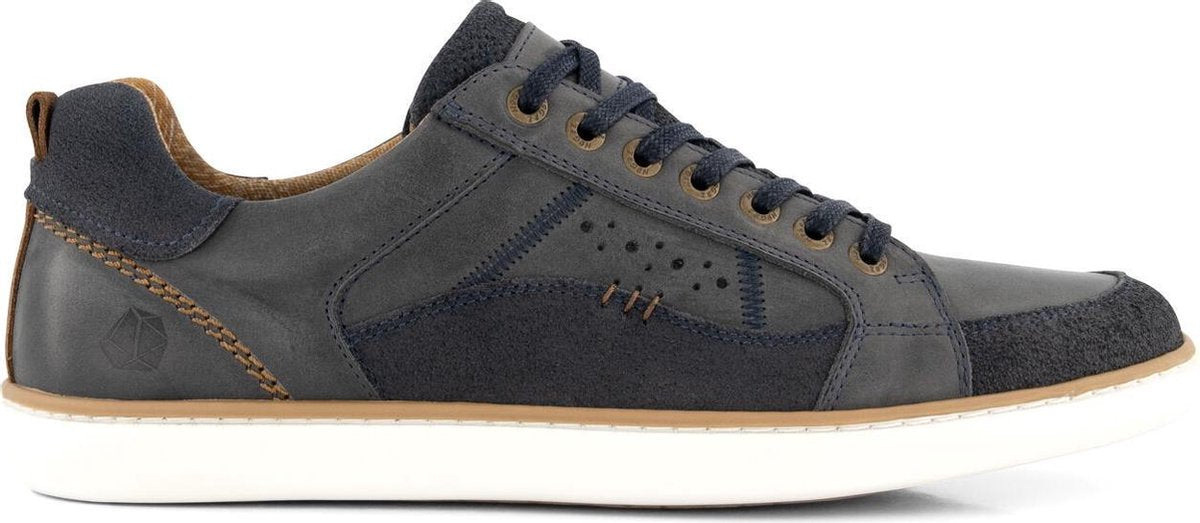NoGRZ W.Strickland - Leren Herensneakers - Veterschoenen - Blauw Leer - Maat 42