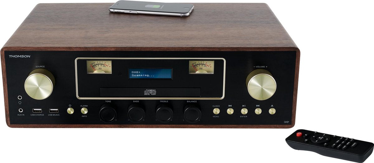 Thomson Stereo DAB+ Radio Microset - CD-Speler / Bluetooth / MP3 / USB & Inductielader - Hout